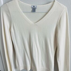 White V-Neck Sweater